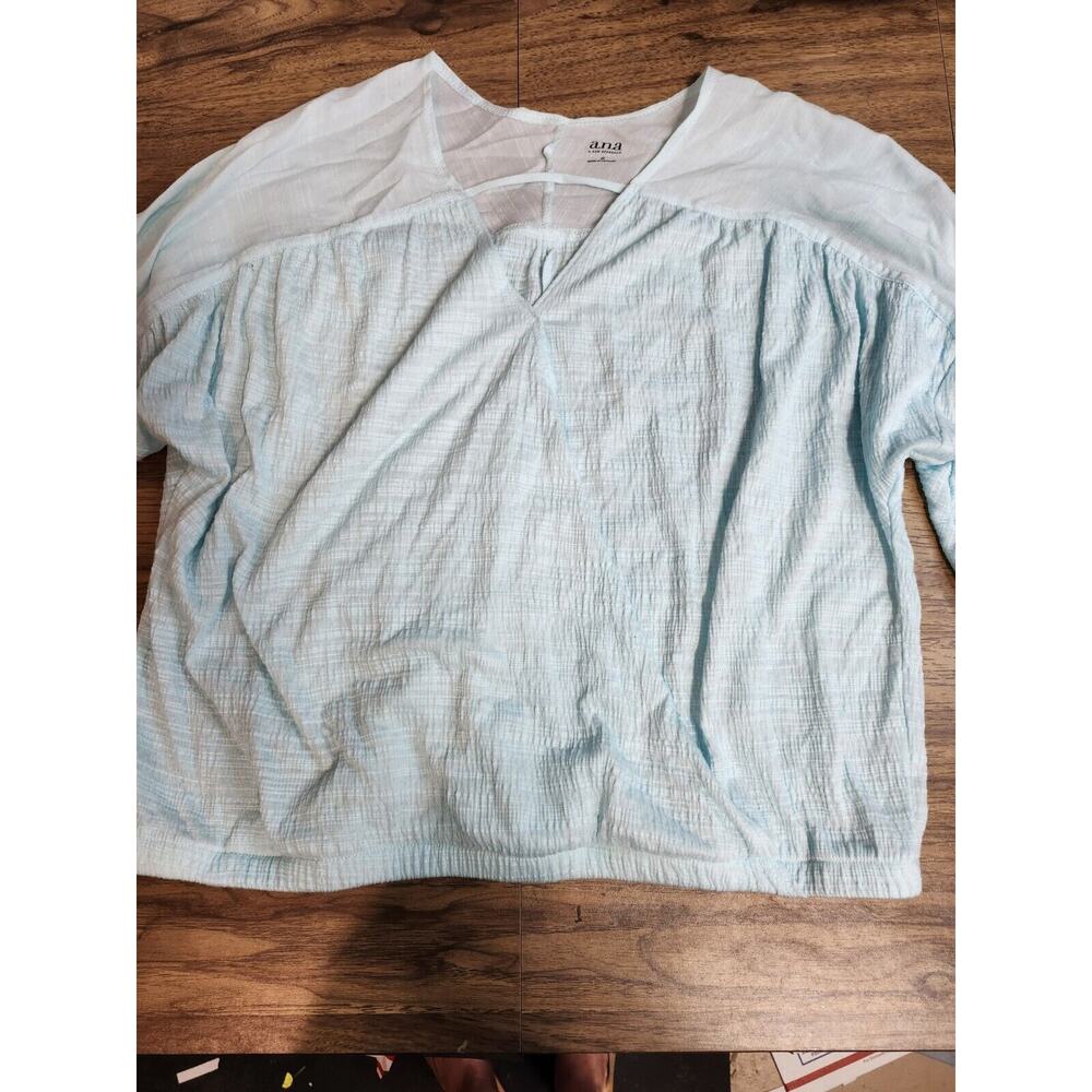 Womens ANA Light Blue Teal Blouse Top Size Small
